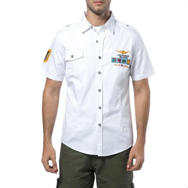 

2019 NEW shirts Fashion airforce uniform military short sleeve shirts men's dress Casual Shirts