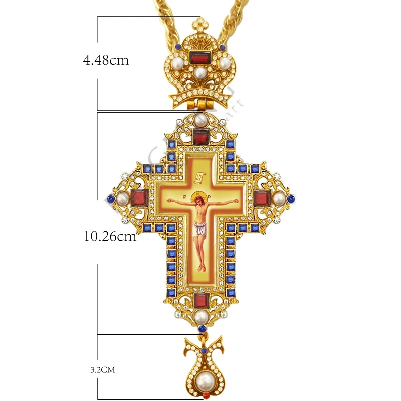 Религиозный металлический крестообразный шнек золотистого и серебристого цвета, ортодоксальный русский крест, ювелирный крест на груди жреца