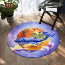 Постельные принадлежности Outlet китовый круглый ковер синий и белый рыбный уголок коврики акварельные животные пол коврик Луна и океан море tapetes Прямая поставка