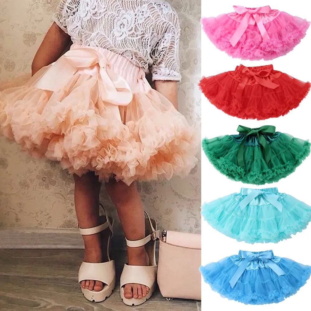 

2018 Princess Girls Skirt Summer Kids Baby Girl Fluffy Tulle Skirt Bowknot Ball Gown Skirt Party Fancy Sundress Costume