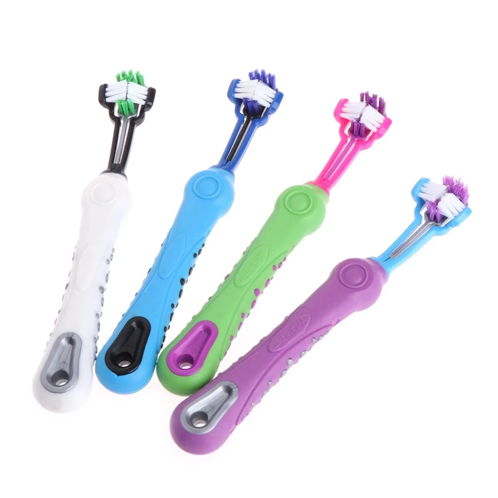 

New Pet Toothbrush Three Side Dogs Cats Teeth Cleaning Mouth Care Breathe Tartar