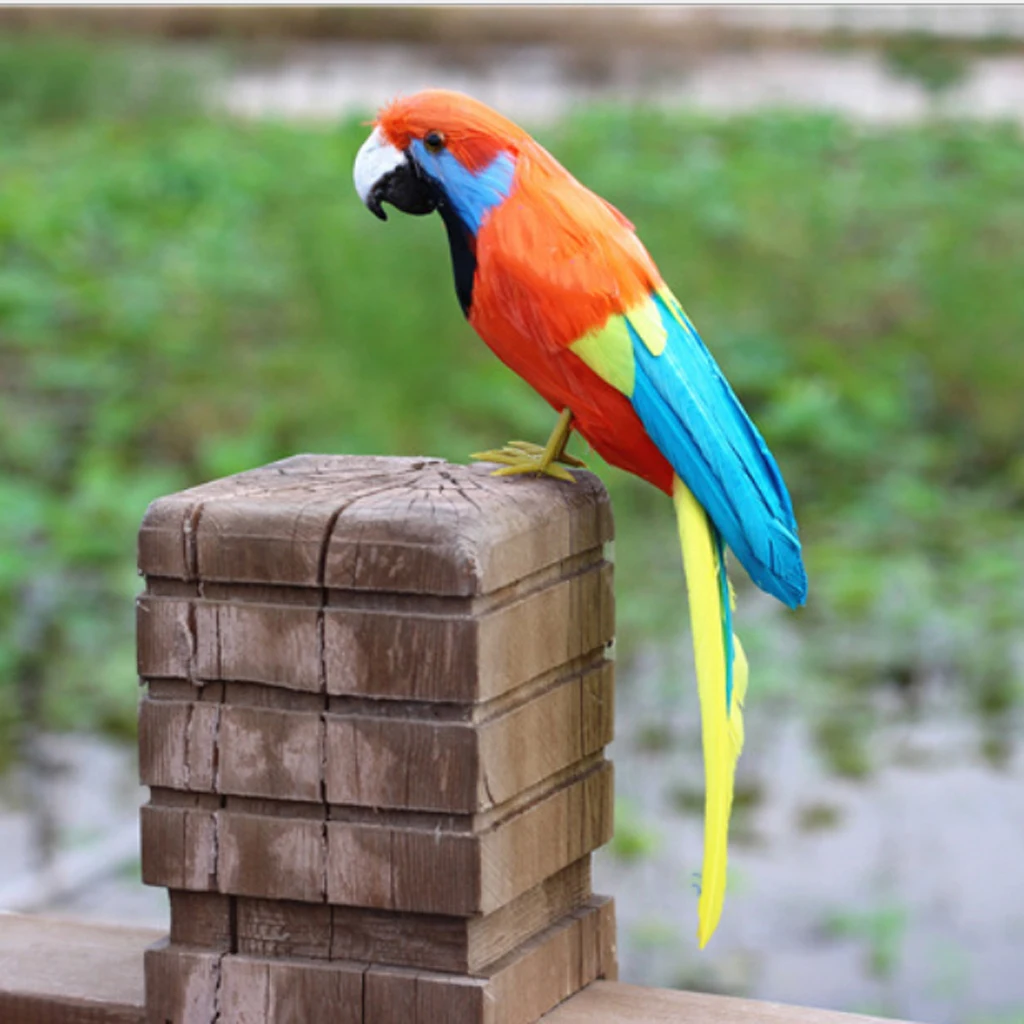 Simulation Parrot Model Artificial Feather Bird Animal Figurine Home Garden Sculptures Yard Law Ornament Decor Fancy Dress Party
