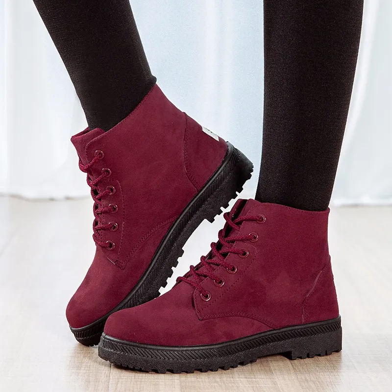 

Spring Autumn Suede Boots Female Women Boots Platform Shoes Women Fashion Ankle Rubber Boots Lace Up Botas Femininas