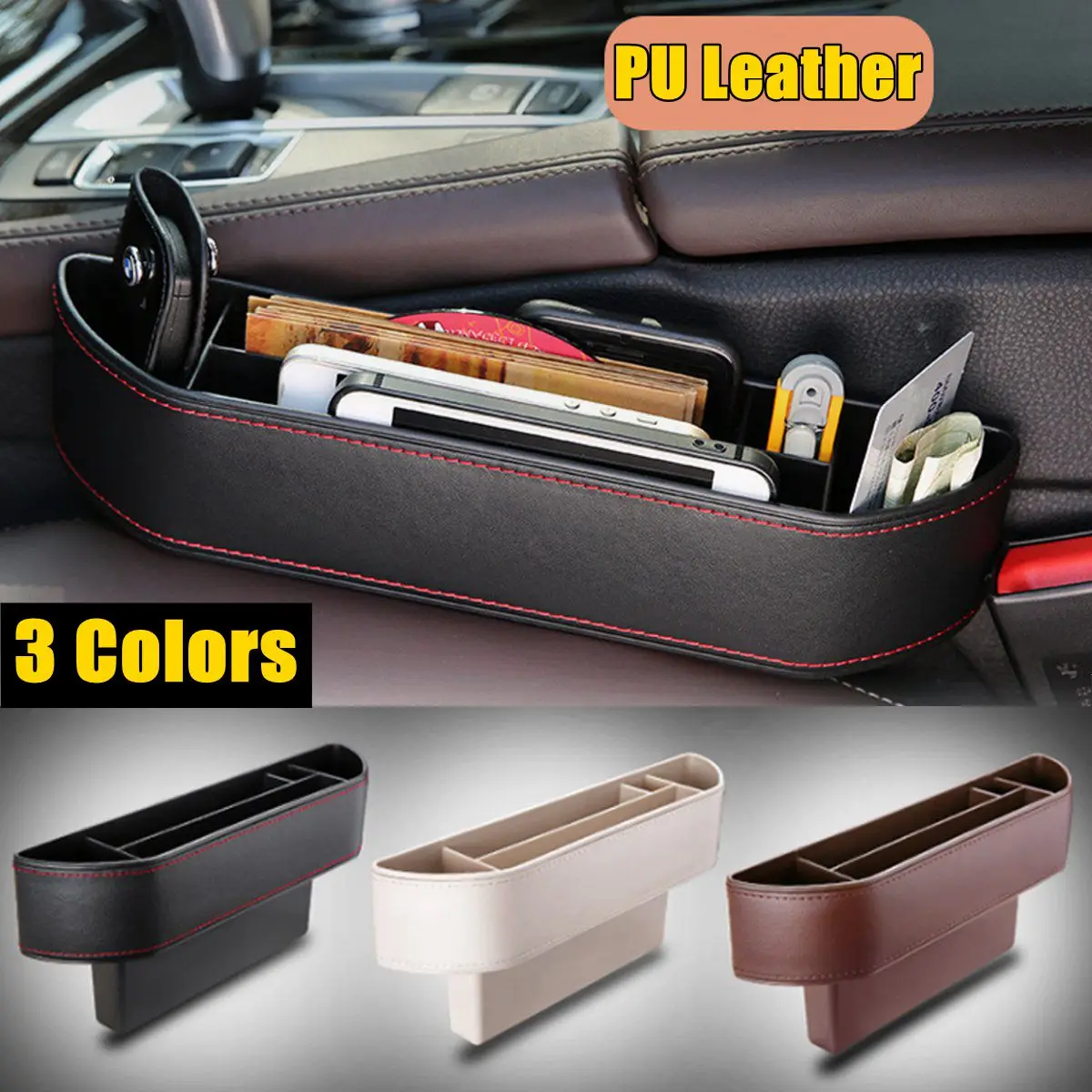 Multiple Grid 3 Colors Car Seat Gap Storage font b Box b font for Pocket Phone