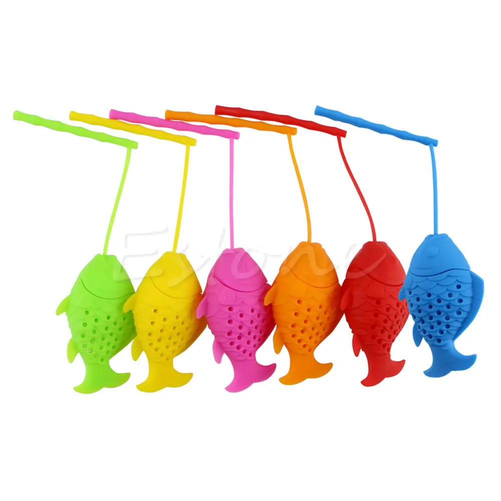 

1Pc Silicone Fish Loose Tea Leaf Infuser Spice Herbal Strainer Filter Diffuser
