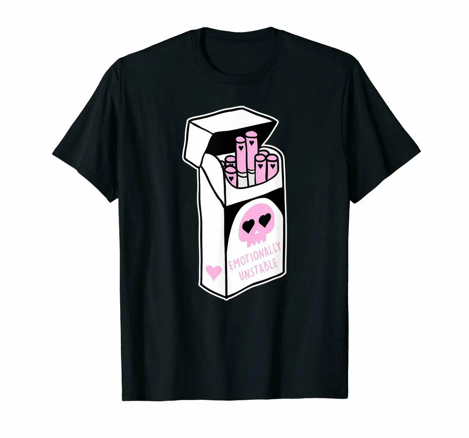 

Emotionally Unstable Kawaii Pastel Goth Cigarette Case Black T-Shirt