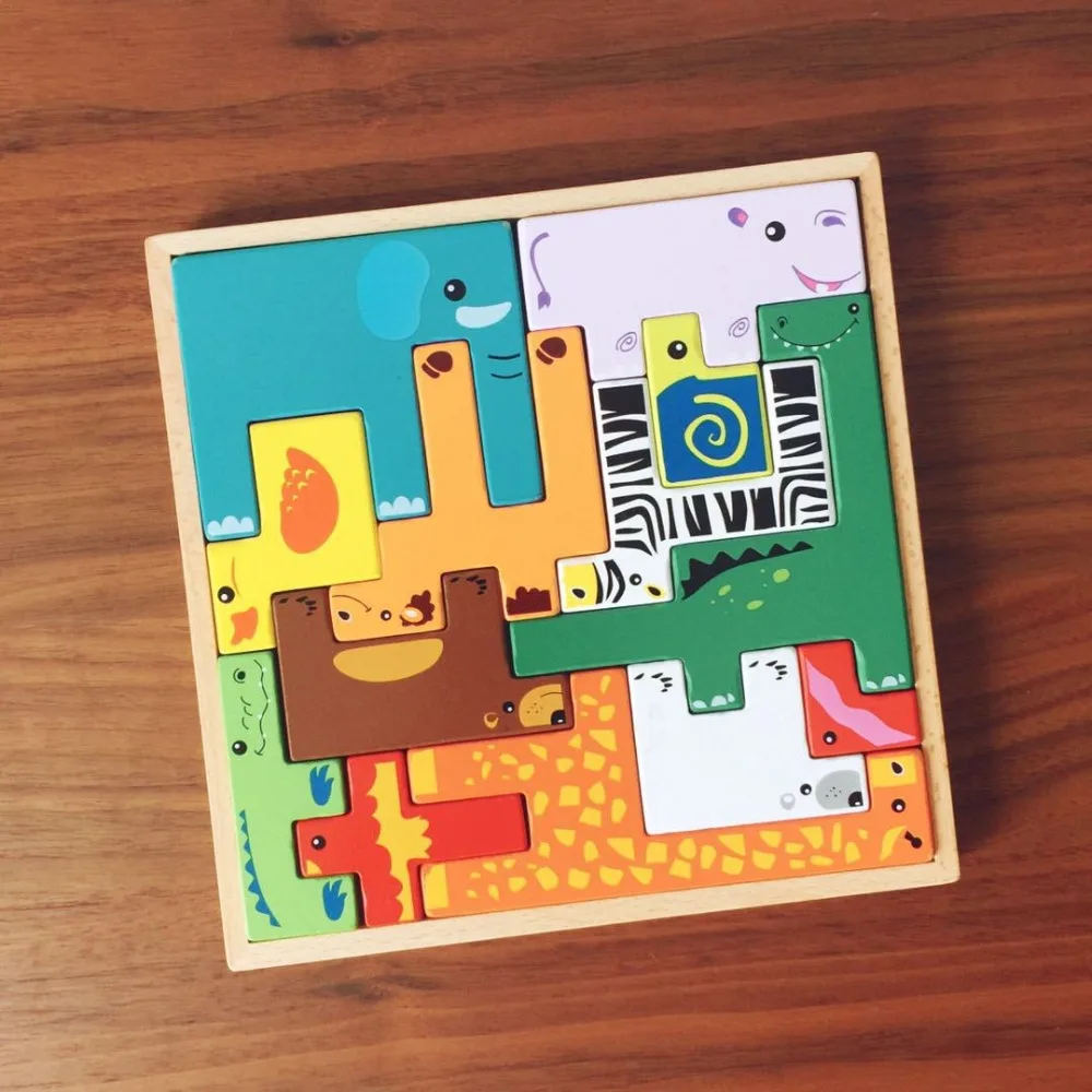 

WYNLZQ 2019 Wooden Education Baby Kindergarten Playing Early Learning Education Toys Animals Blocks Toys Birthday Gifts Children