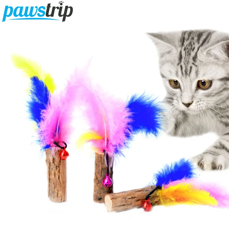 pawstrip 2pcs/lot Catnip Toys Colorful Feather Cat Toy Interactive Pet