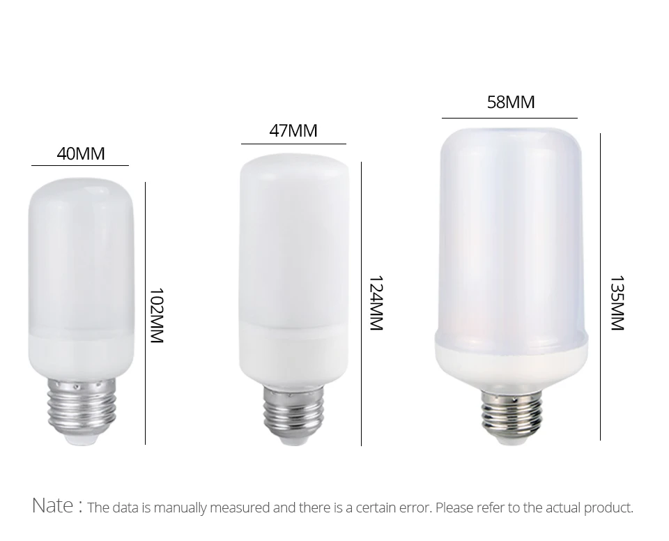 3 Modes LED Flame Effect Fire Light Bulb SMD2835 AC 85-265V E27 LED Burning Light Flicker Flame Lamp 1300-1800K Light Bulb Home (2)