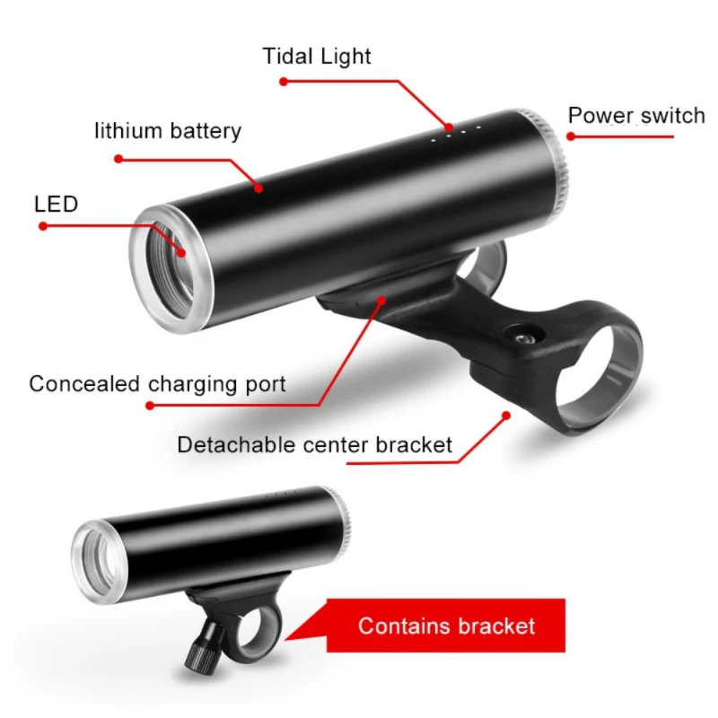 Perfect Limited Edition Bicycle Handlebar Lithium Light Anti-dazzle Highlight USB Charging Night Ride German Standard Bike Accessories 2