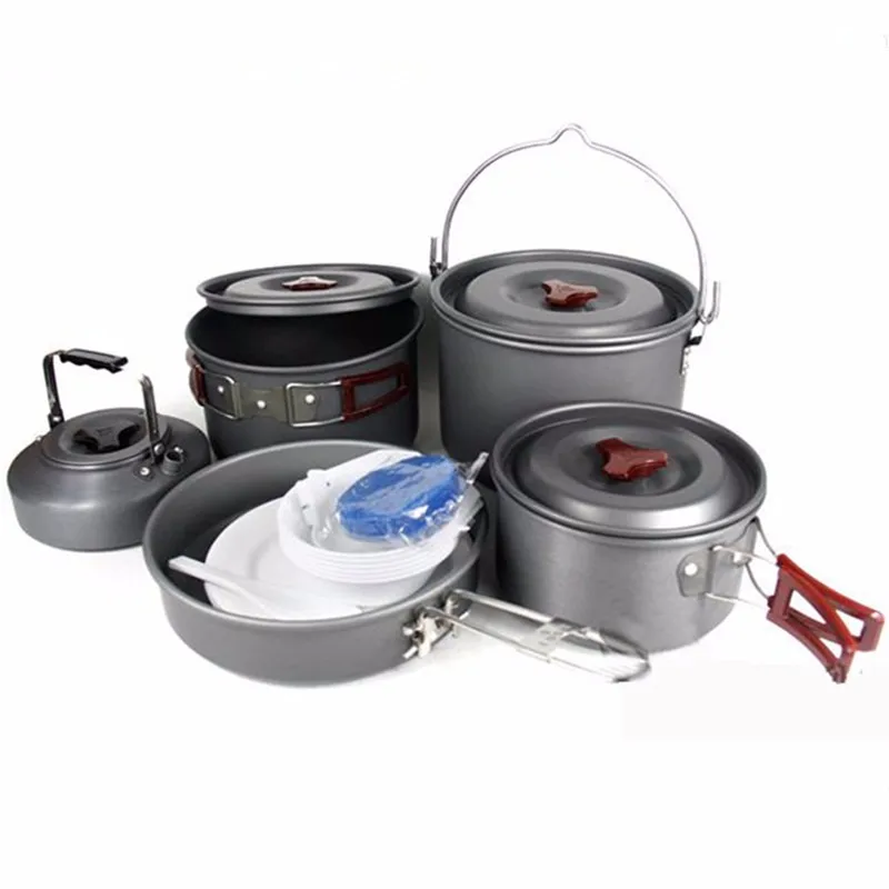 Fmc-212 recorrido al aire libre 5 unids/set 6-7 personas camping Vajilla olla Utensilios de cocina tazón