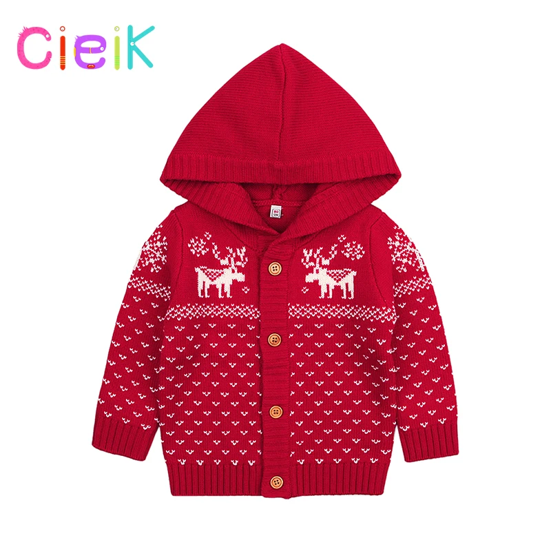 CieiK/верхняя одежда для маленьких девочек; вязаный детский свитер с капюшоном; Рождественская зимняя одежда для мальчиков; куртка для новорожденных; casaco infantil; Детское пальто