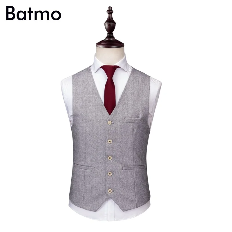 BATMO 2019 Новое поступление высокого качества двойной грудью Узкие повседневные клетчатые костюмы для мужчин, мужская торжественное платье