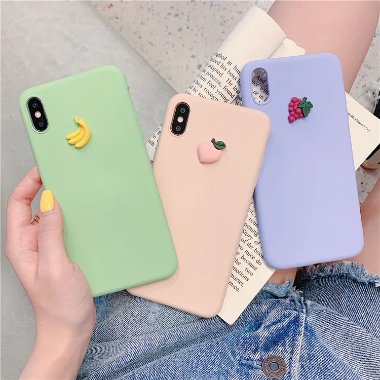 Чехол для iPhone X XSmax XR Xs 7 Puls 6 6S 8 мягкий чехол с 3D подставкой милым фруктовым бананом