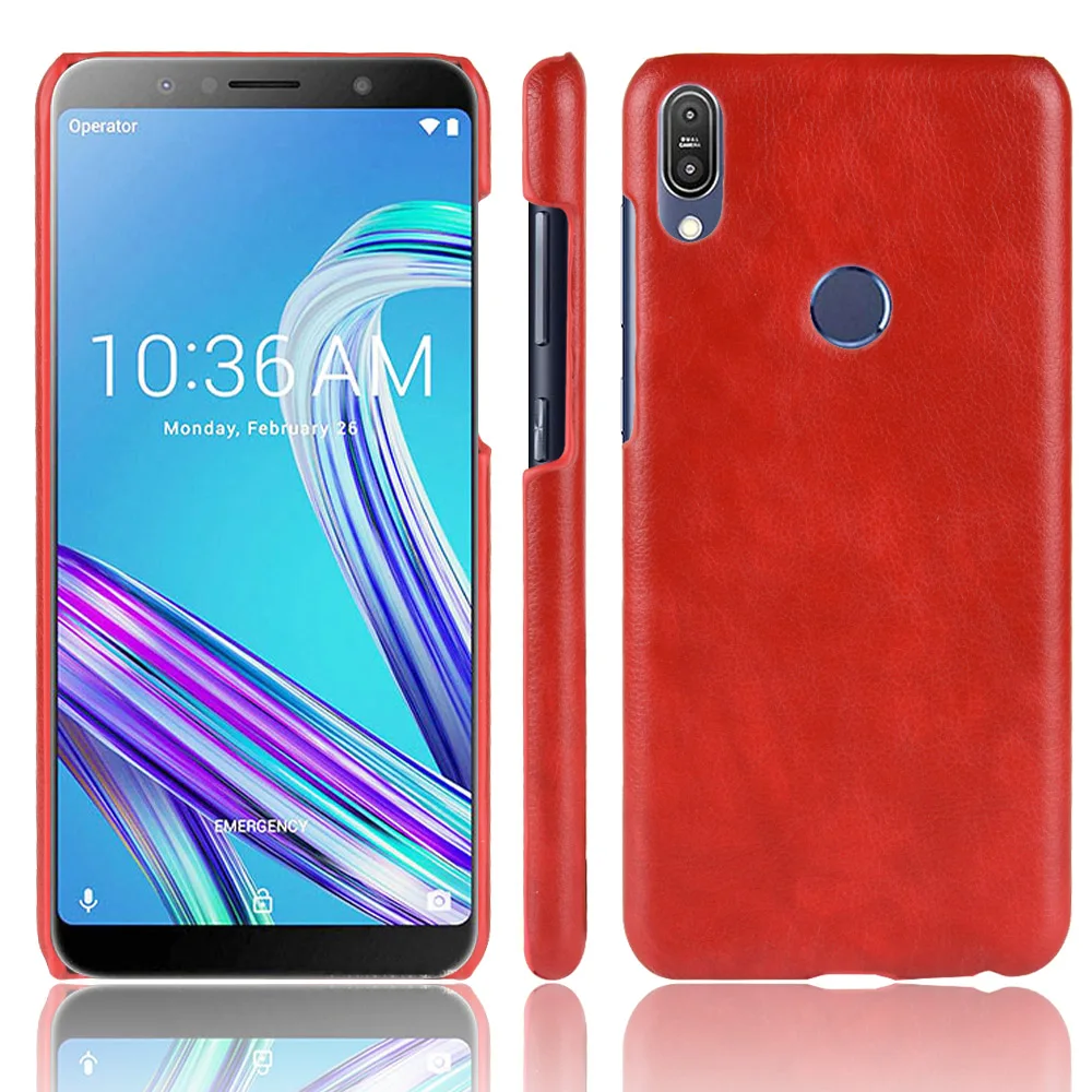 Тонкие Чехлы для Asus Zenfone Max Pro M1 ZB601KL чехол с текстурой личи из искусственной кожи и