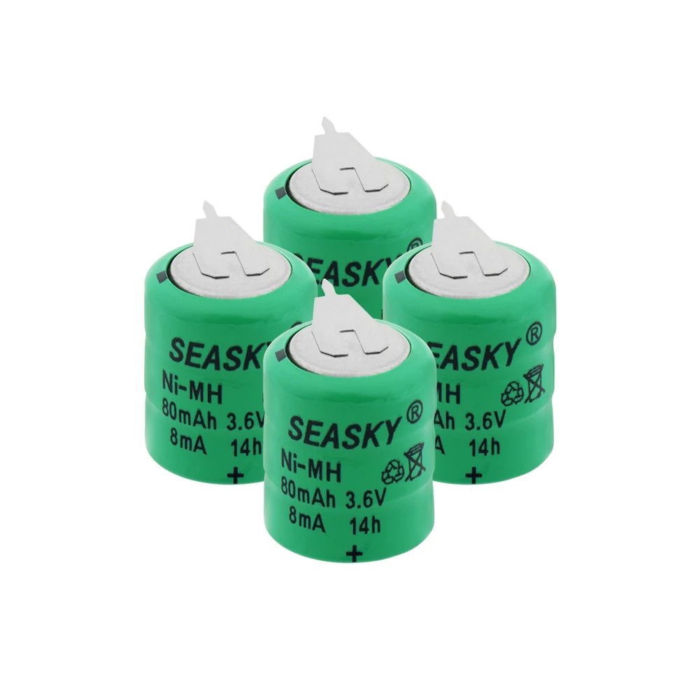 

1-10Pcs Green Power 80mAh 3.6v Ni-MH Ni MH Batteries With Welding Pins Rechargeable Button Cell Battery For Wireless Earphones