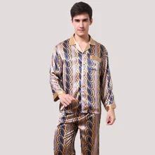 Плюс Размеры Для мужчин Повседневное дышащий искусственного шелка топы и брюки Комплекты для дома Домашняя одежда, ночное белье Комплект Для мужчин пижамы наборы 5001