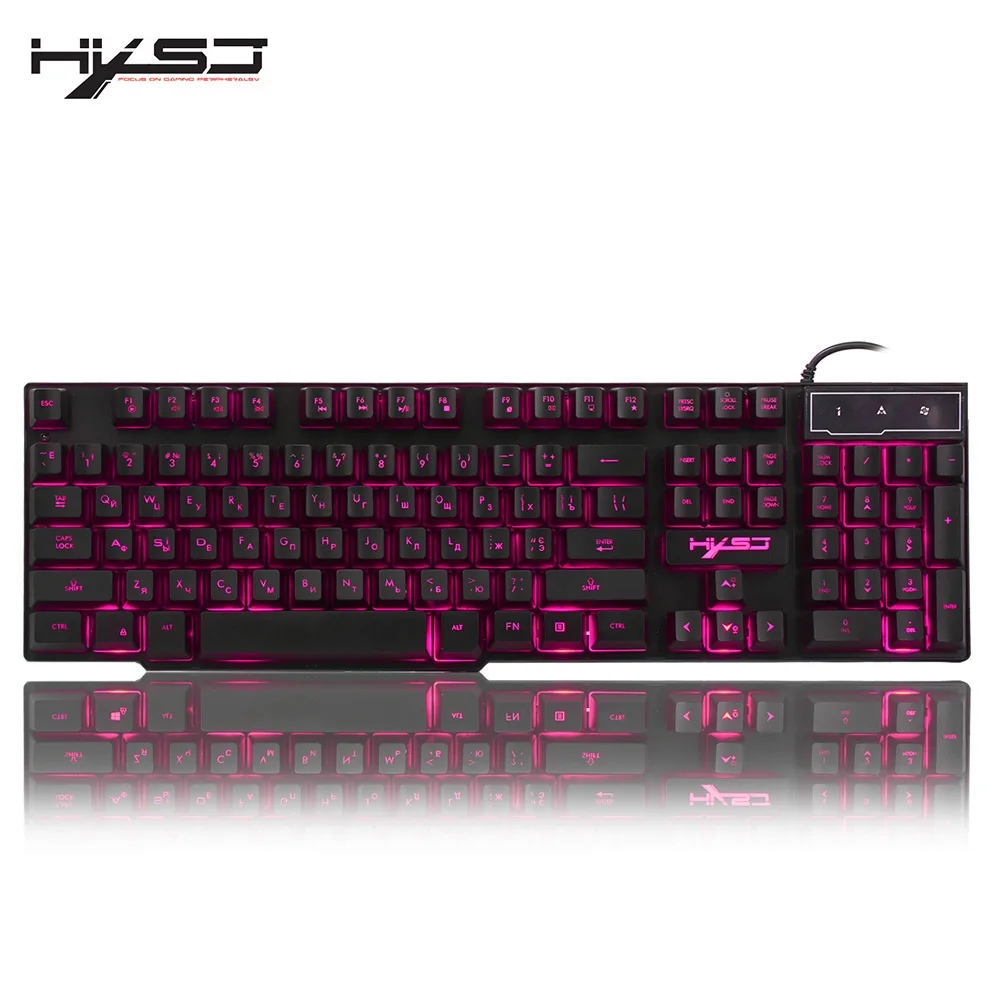 

HXSJ New R8 Gaming Keyboard with RGB Backlight Function 104 Keys Send With User manual Three-Tone Breathing Light