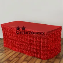 Красивая Красная атласная Розетка, настольная юбка для украшения свадебной вечеринки