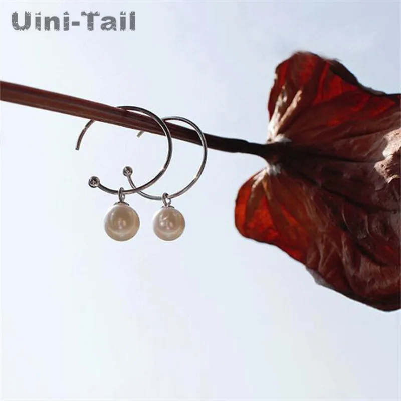 Серьги с жемчугом Uini Tail простые серьги большим кольцом подчеркивающие