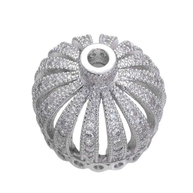 

50pcsLuxury Micro Pave Cubic Zirconia Crown Beads For Men Bracelet Making Jewelry Charm Rose Gold Rhodium Gold Brass Spacer Bead