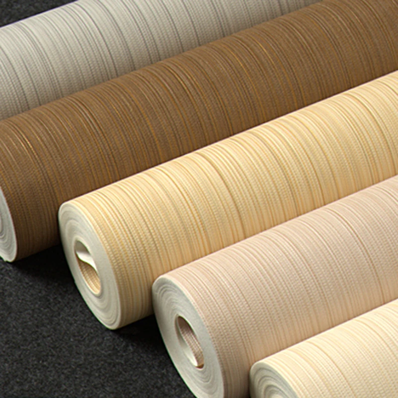 Modern Solid Color Straw Wallpaper Roll Vertical Strip