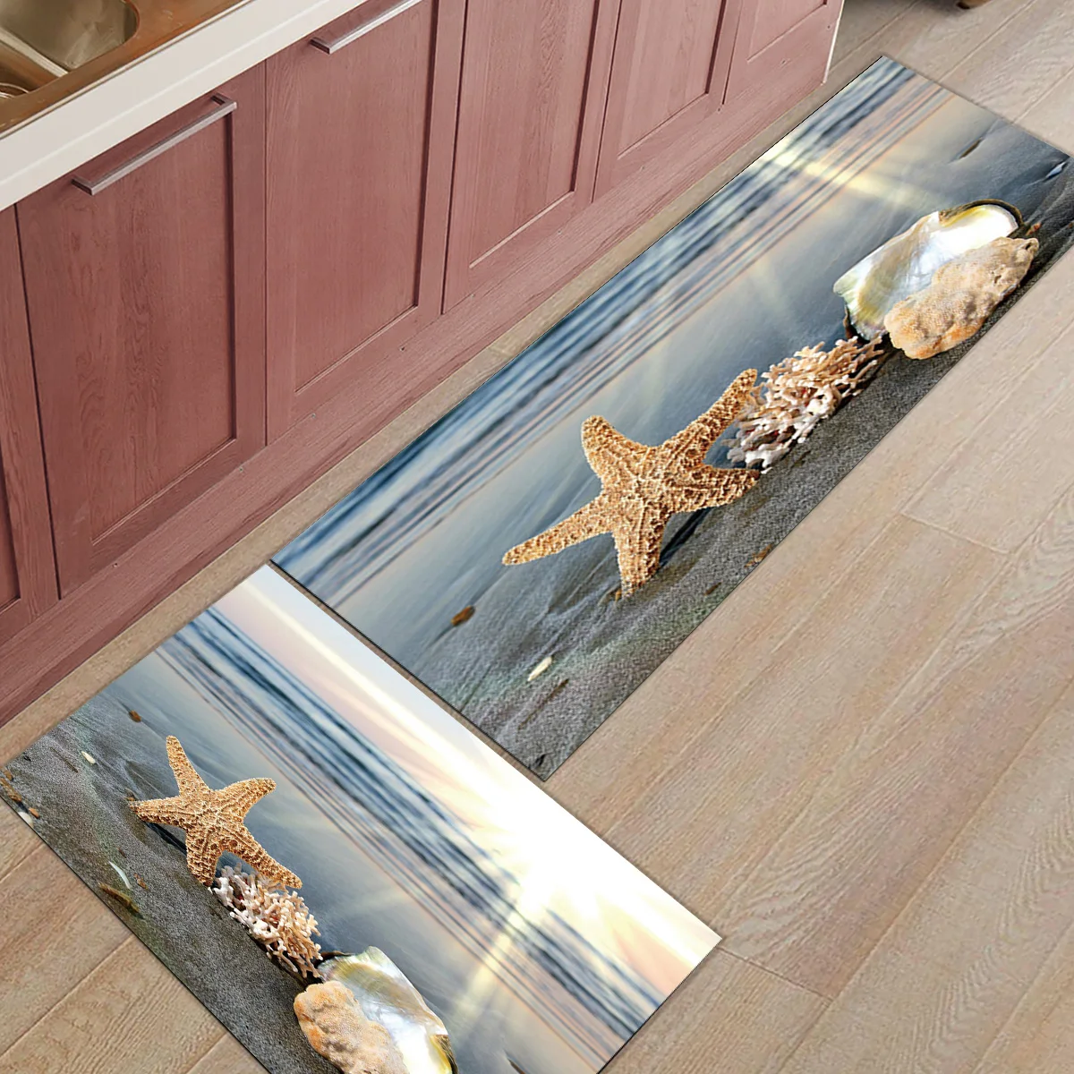 

Sunshine Beach Shell Starfish Bathroom Accessories Set Dirt Debris Mud Trapper Boot Shoes Scraper Non Slip Backing Bath Shower