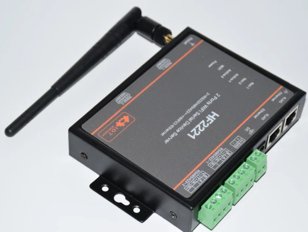 HF2221 2 портовый последовательный сервер RS232/RS485/RS422 для Wi Fi Ethernet устройства
