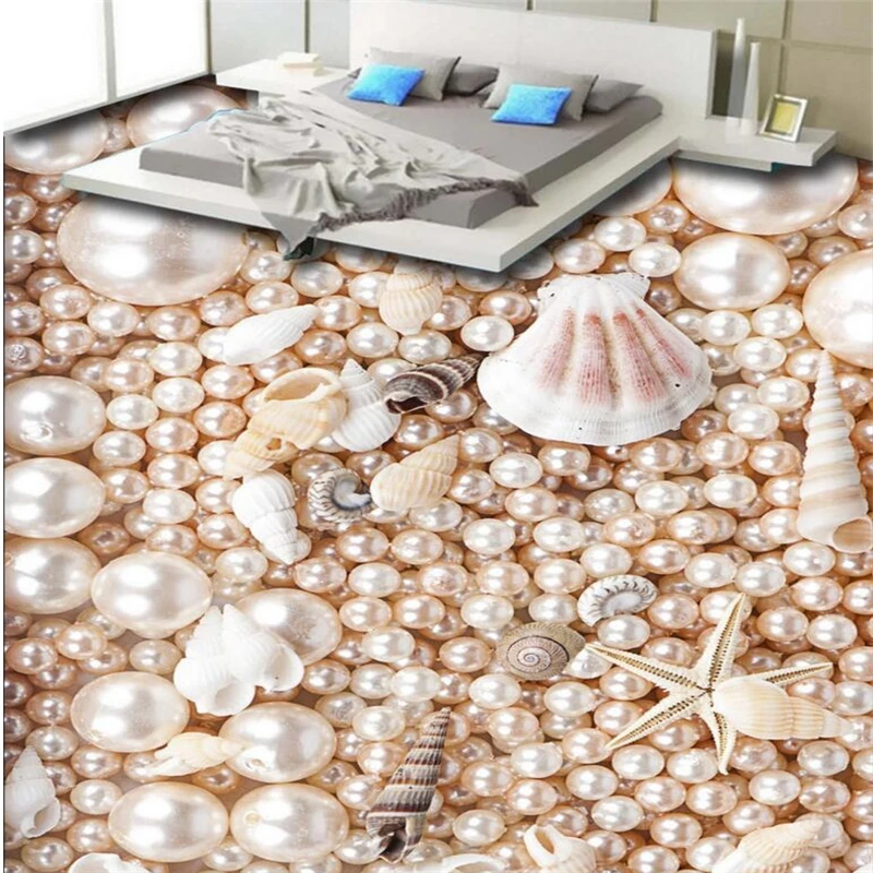 beibehang 3D gorgeous pearl shell conch three-dimensional floor tiles custom large-scale murals pvc wear-resistant plastic film beibehang custom large scale murals 3d waves sea water indoor floor thickening waterproof wear pvc environmental plastic film