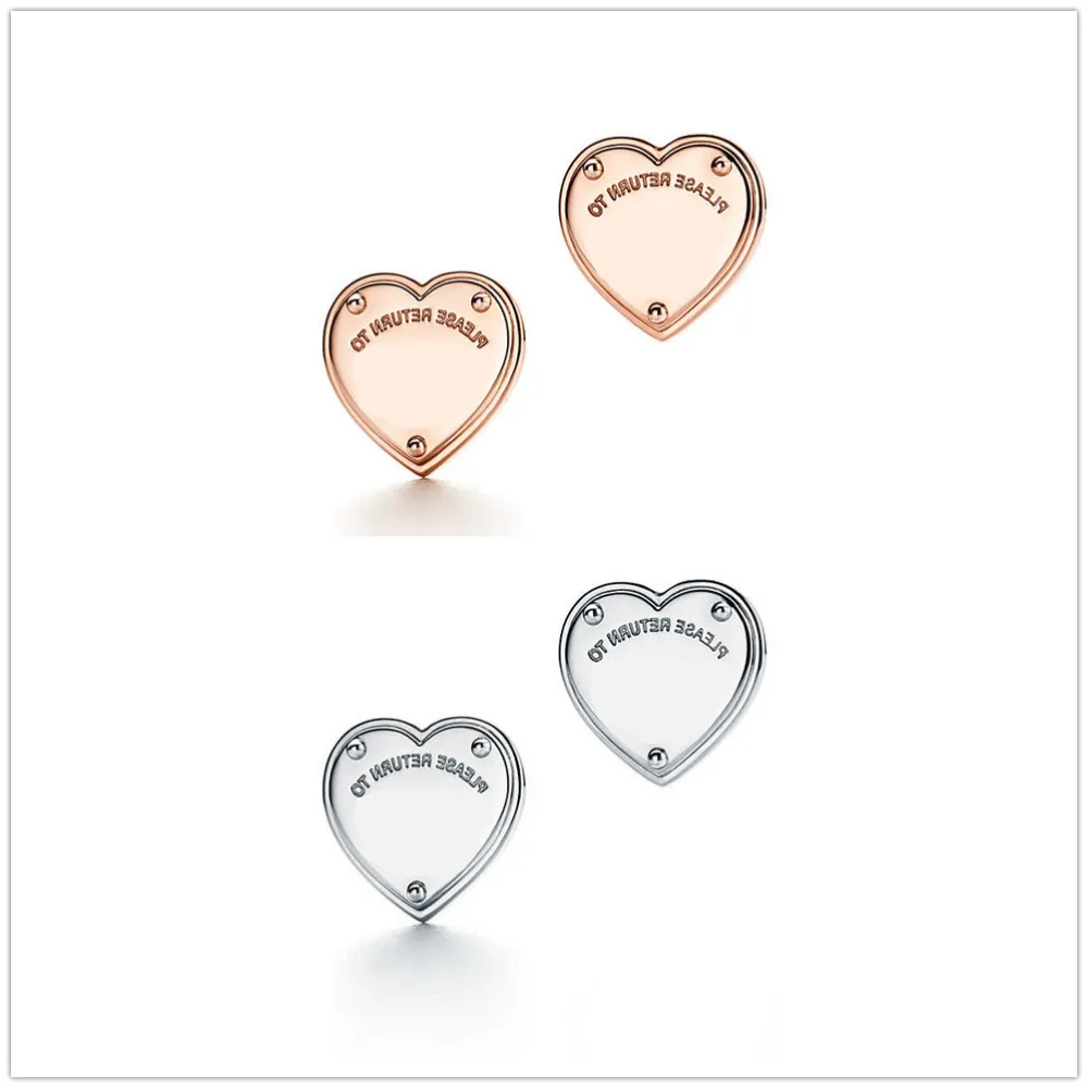 

1:1 100% 925 Silver Rose Gold Heart Type Insert Drill Earrings Fashion Festival Gift for Close Friends