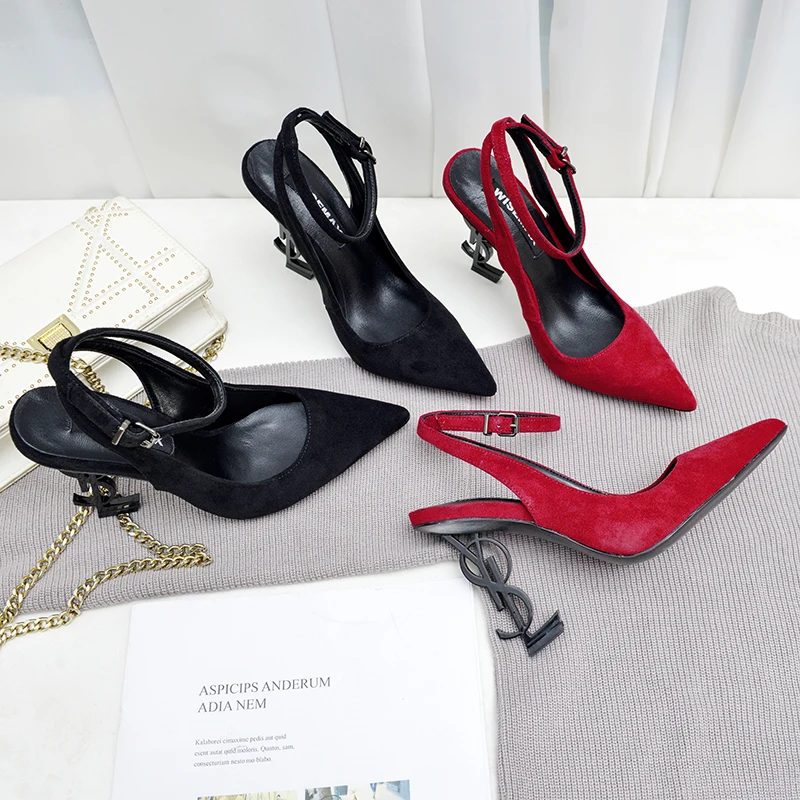 

2019 Spring Summer Women Shoes Pointed Toe Flock Party Wedding High Heels Ladies Pumps Women Zapatos De Mujer