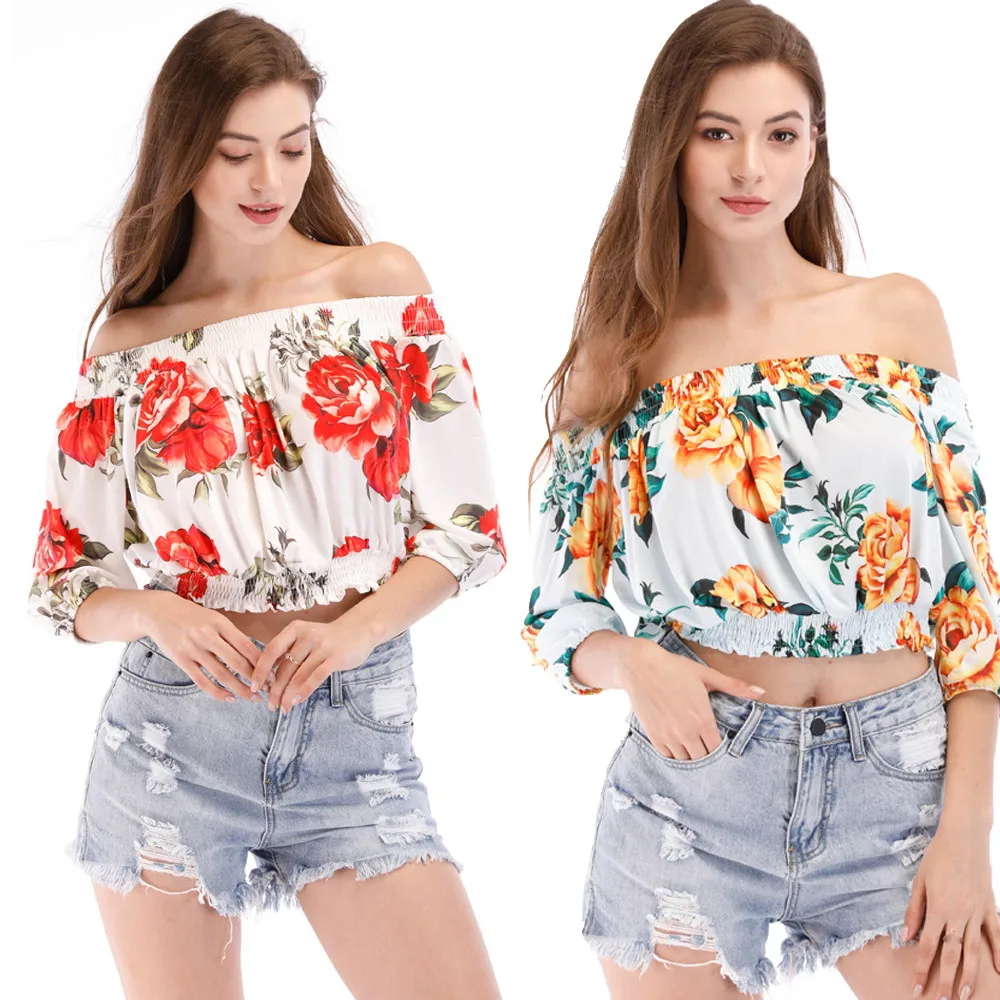 

Women's Slash-Neck T-shirts fashion print personality T-shirt Sra Camiseta T-paita Tleine Ms Mme T-shirts #YL1