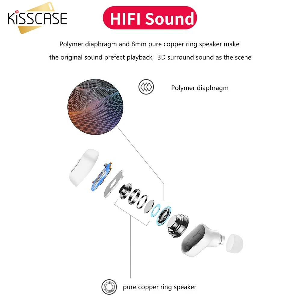 KISSCASE Waterproof Bluetooth Earphones High Quality Bluetooth 5.0 Earphone Sport headset Support Automatic pairing Smart Phones