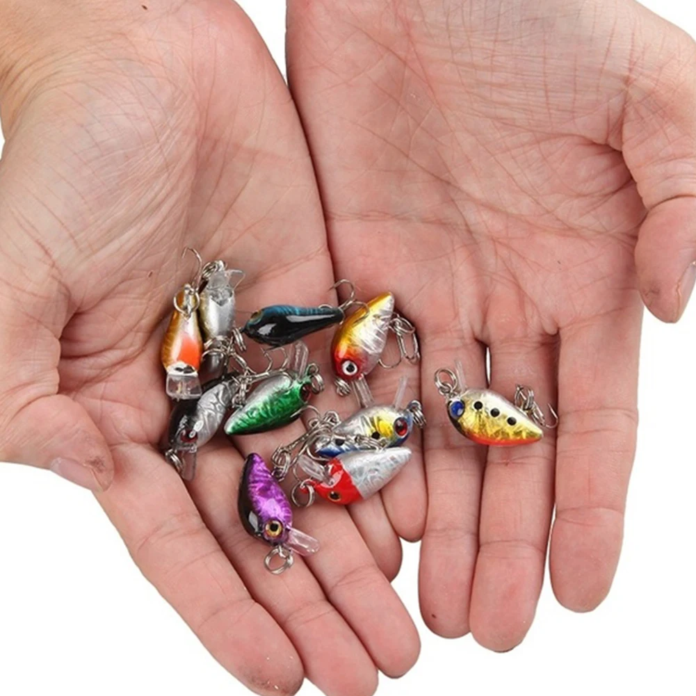 10pcs Mini Crazy Wobble pesca Crankbait Hard Crank Bait Tackle