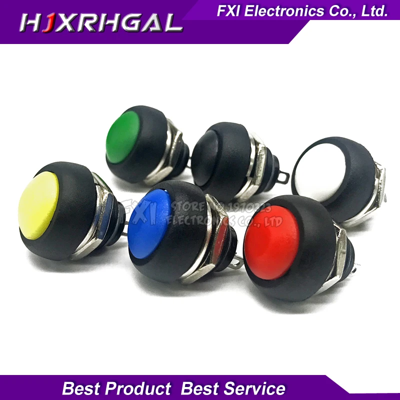 

10PCS 12mm Waterproof Momentary push button for switch Black/Red/Green/Yellow/Blue/white PBS-33B IGmopnrq