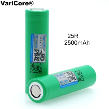 

2PCS VariCore 18650 2500mAh Rechargeable battery 3.6V INR1865025R 20A discharge For Electronic cigarette use