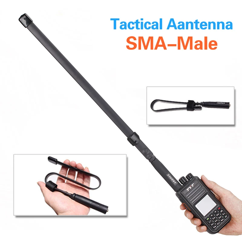 

ABBREE SMA-Male Dual Band 144/430Mhz Foldable Tactical Antenna for Yaesu VX-6R TYT MD-380 Wouxun KG-UV8D 9D Plus Walkie Talkie