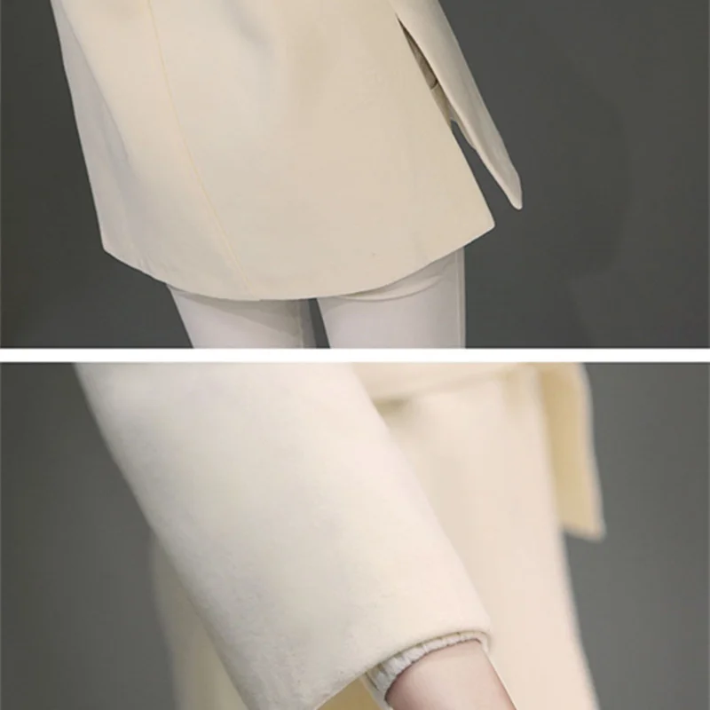 Зимняя мода приталенное женское белое корейское пальто с капюшоном искусственная шерсть куртка размера плюс длинный плащ Женское пальто