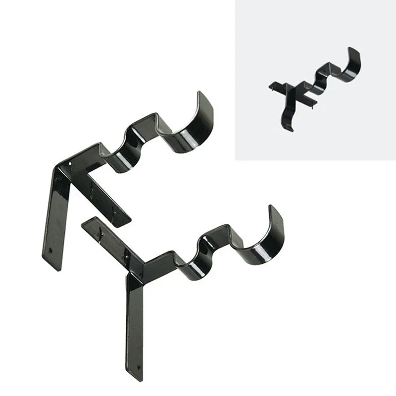 

2 Pcs Double Center Support Adjustable Curtain Rod Bracket Into Window Frame _WK