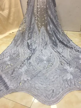 

embroiderd lace fabric Jolin-10.2420 with sequins beautiful Nigerian sequins lace fabric for party dress