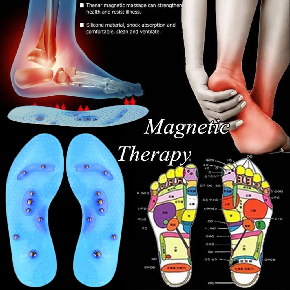 1 пара синие магнитные массажные стельки для ухода за ногами, похудения, забота о здоровье, облегчение боли, Акупрессура, дышащая обувь