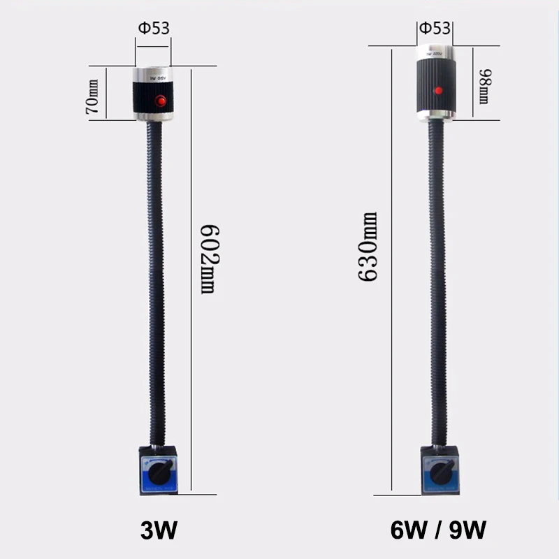 Magnetic Base Machine Light 3W/9W 24V/220V Soft Rod Aluminum High Power LED CNC Machine Lights Work