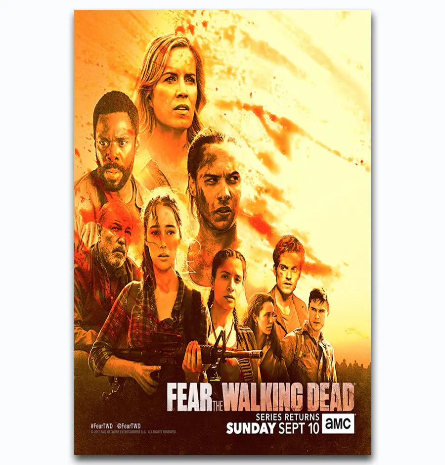 Hot New Fear The Walking Dead 2017 TV series-Silk Art Poster Wall Sicker Decoration Gift