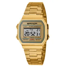 SANDA digital watch stainless steel bracelet quartz wrist watch sport women watches fashion ladies watch reloj digital mujer