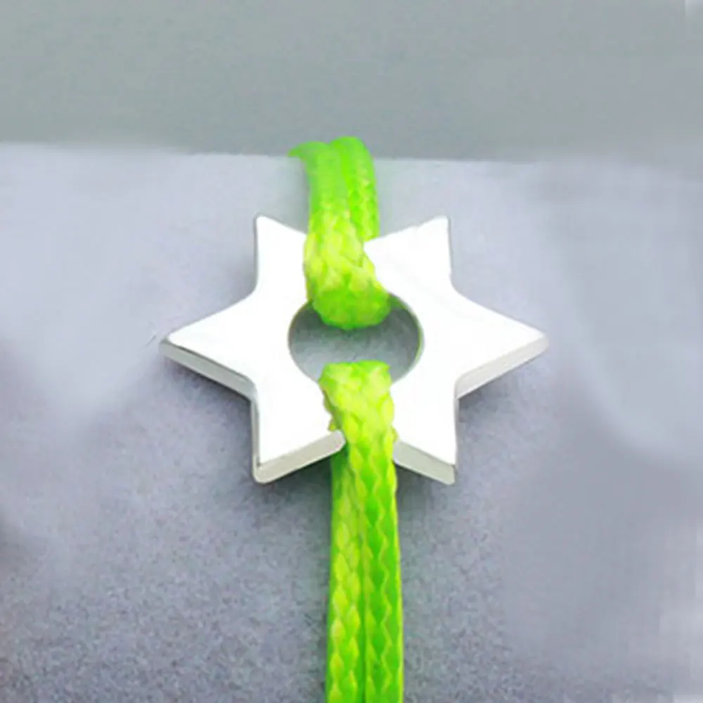 925 штамп на самом деле 925 пробы серебро декоративное украшение в форме звезд браслет для Для мужчин Для женщин с регулируемые черные хип-хоп красный веревочный Браслет-манжета Франция - Окраска металла: Green Rope