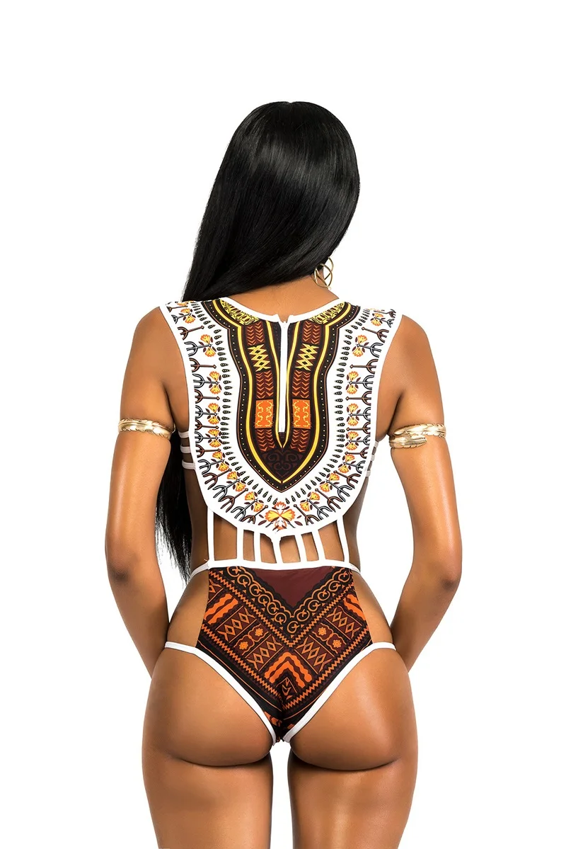 Африканский цифровой женский сдельный купальник, женский сексуальный купальный костюм, пляжная одежда на бретельках, купальник пуш-ап, купальный костюм размера плюс