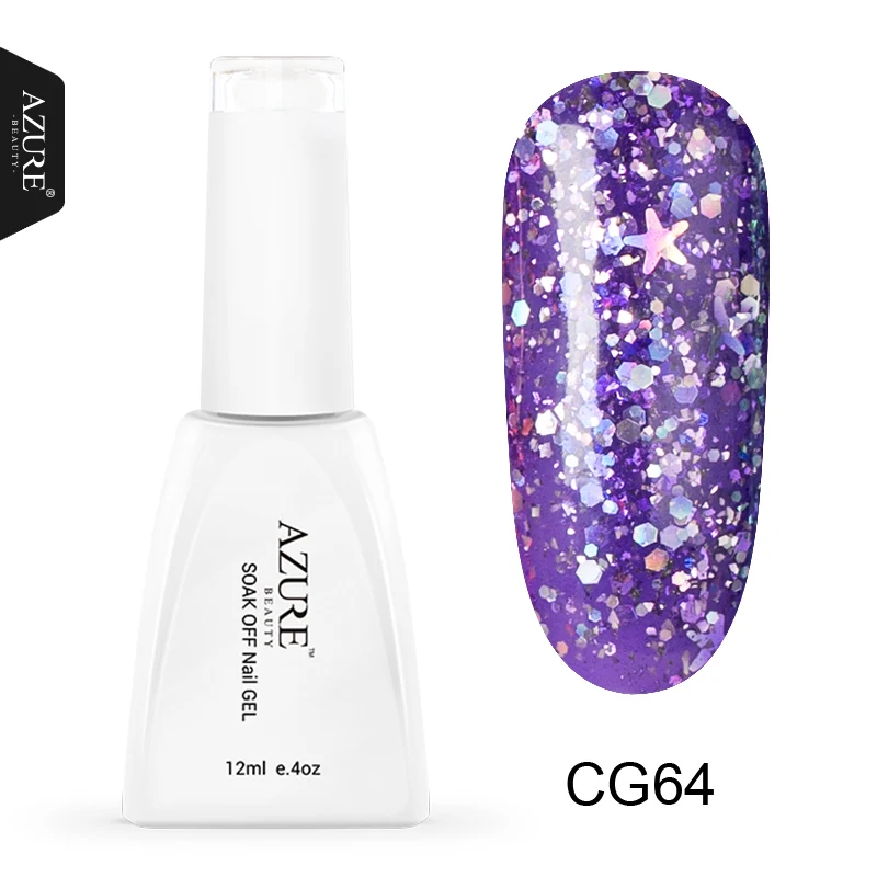 

Azure Beauty Star Glitter UV Gel Nail Polish Soak Off Nail Art Manicure Varnish Semi Permanent Hybrid Led Nail Lacquer 12ML