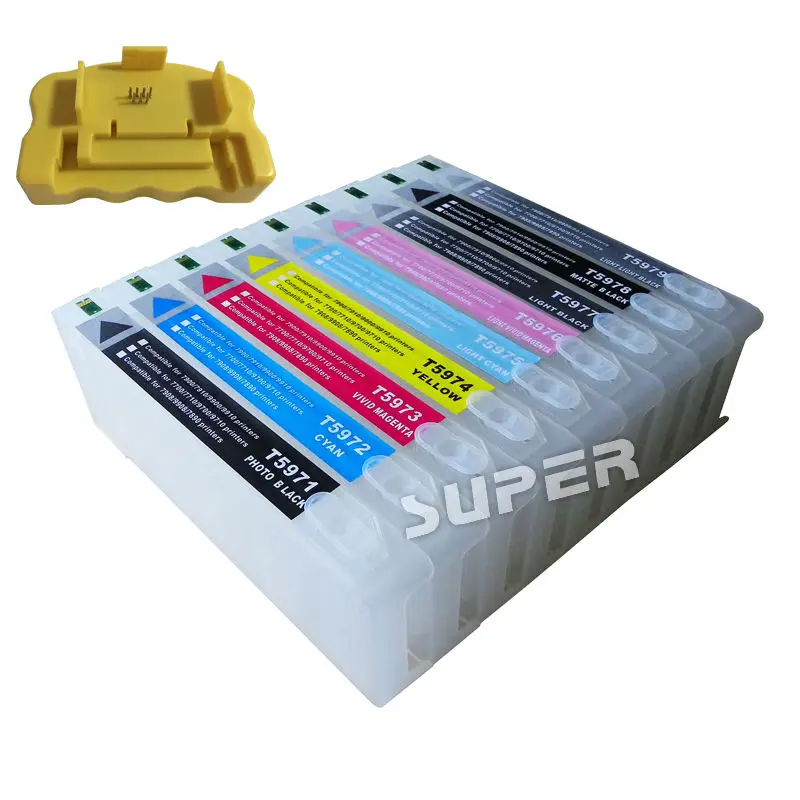 Refillable Cartridge Set for EPSON Stylus Pro 7890 9890 7908 9908+CHIP RESETTER