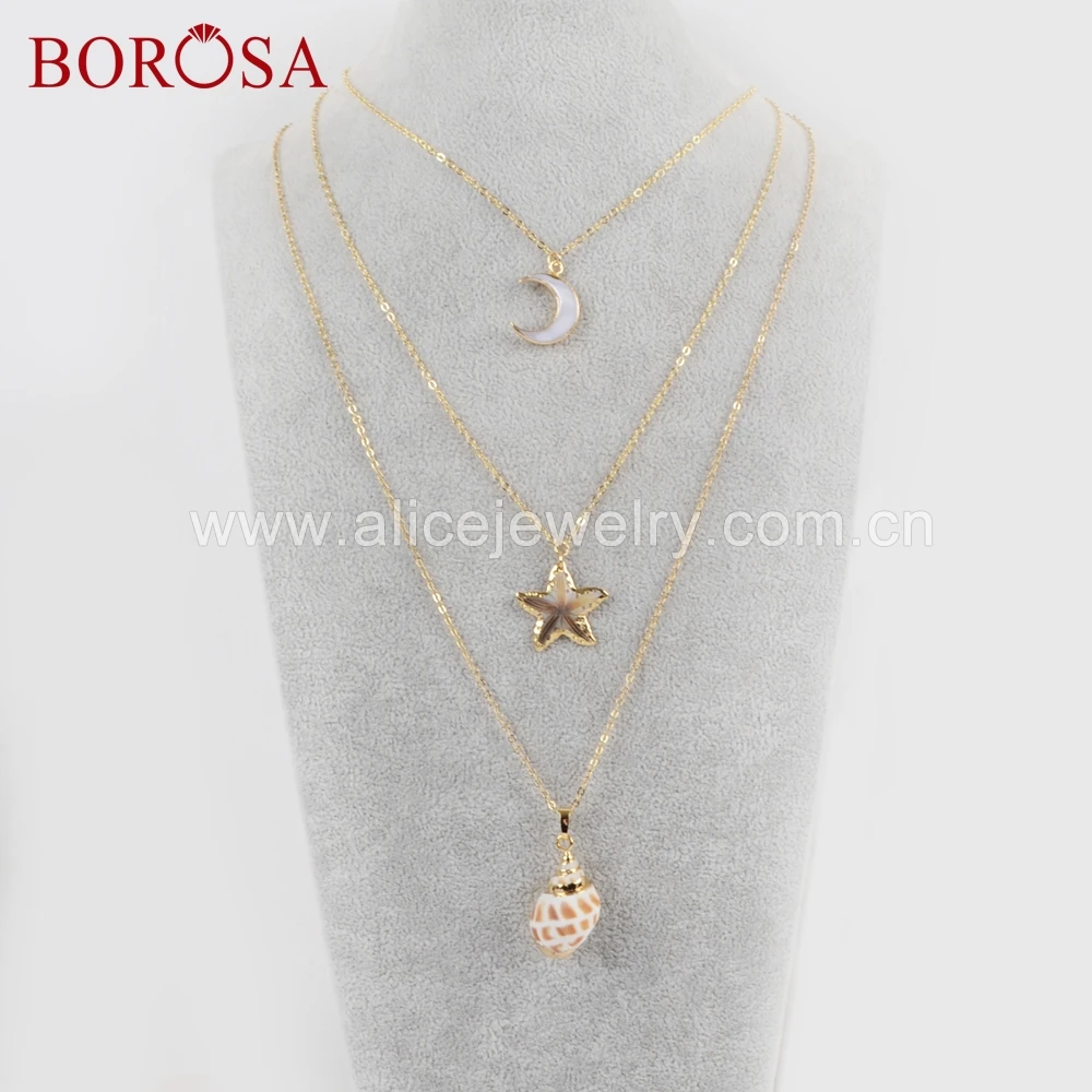 BOROSA 3 шт 26 &quotпозолоченный натуральный белый корпус полумесяц ракушка Морская