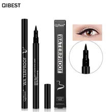 Бренд qibest, черная Водостойкая Подводка для глаз, карандаш для макияжа, косметика, кошачий Смоки, подводка для глаз, 24 часа, долговечная, гладкая, быстросохнущая